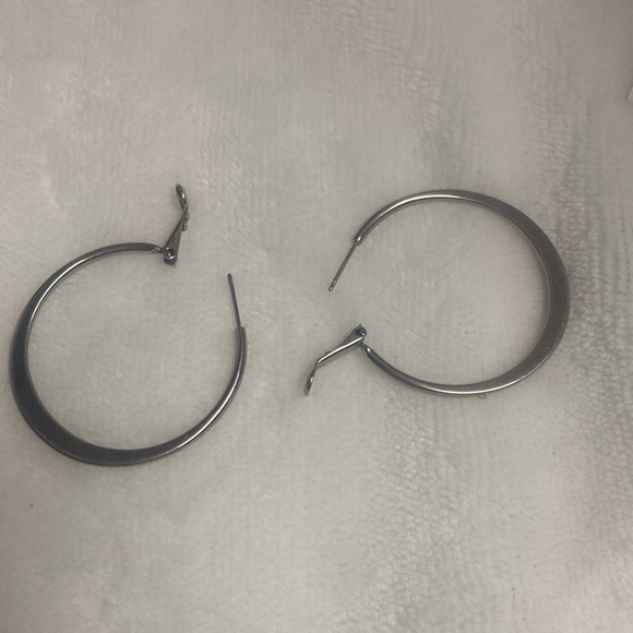 Shiny Real Silver Hoop Earrings - Picture 2 of 4
